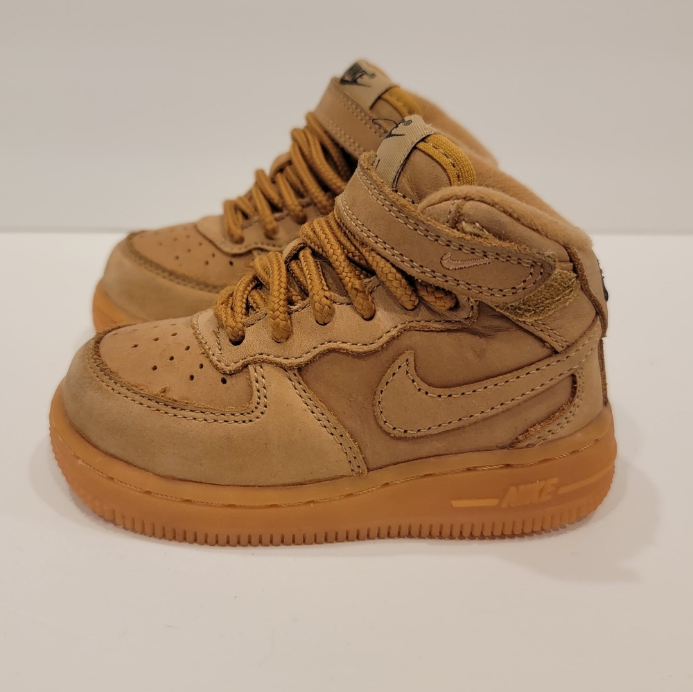 Baby (TD) Nike Air Force 1 Mid WB 'Flax' AH0757-203 High Top Sneakers Boot 6 c